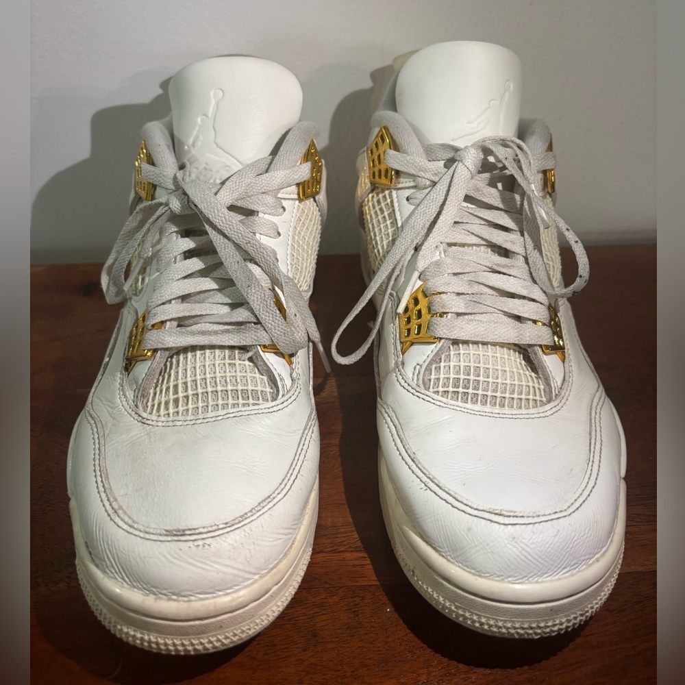 Jordan White and Gold Sneakers